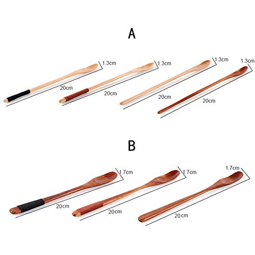 Cucharas de café 1 Piezas Mango Largo Cuchara de café Vajilla de Madera Maciza Revuelva Leche Té con Leche Leche Miel Cucharas de Madera-J_S
