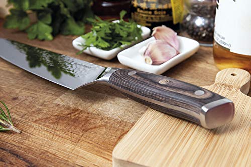 Cuchillo cocinero profesional 3 Claveles 28079 cuchillos cocina forjado con hoja martilleada acero inoxidable con mango de madera 20 cm - 8" de hoja