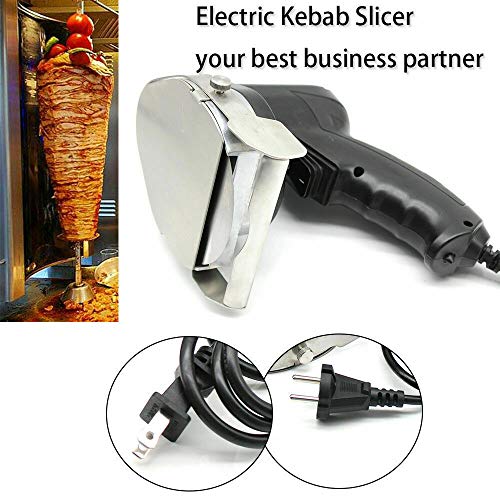 Cuchillo de barbacoa eléctrico de acero inoxidable, cortador de kebab, ancho de corte ajustable, acceso para uso privado y comercial