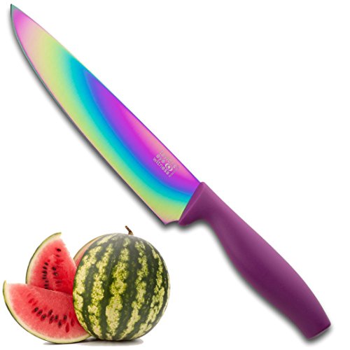 Cuchillo De Chef Color Iridiscente : Cuchillo De Cocina Profesional Para Chef/Cocinero. Hoja De Nitruro De Titanio Afilada De 20 Cm. Cómodo Mango Ergonómico. Por Taylors Eye Witness