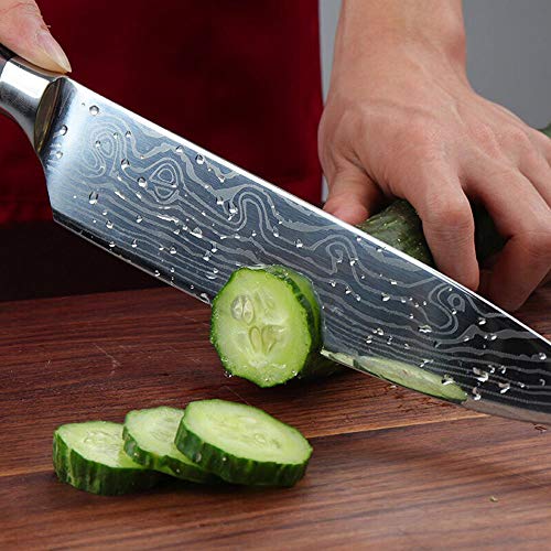 Cuchillo de chef profesional, cuchillo de cocina de 8 pulgadas, cuchillo de acero inoxidable con mango de madera ergonómico, ultra afilado, la mejor opción para cocina y restaurante