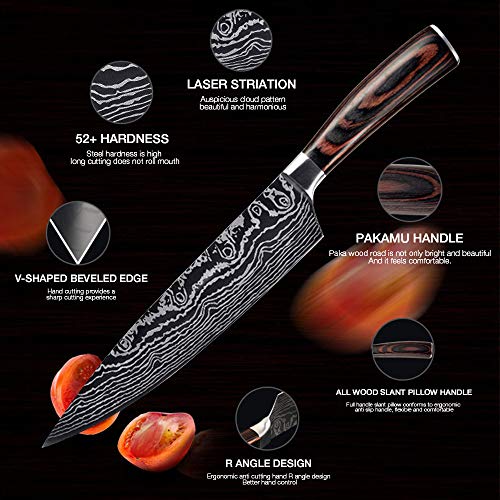 Cuchillo de chef profesional, cuchillo de cocina de 8 pulgadas, cuchillo de acero inoxidable con mango de madera ergonómico, ultra afilado, la mejor opción para cocina y restaurante