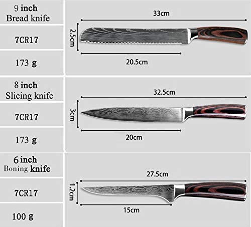 Cuchillo de cocina de 8" pulgadas Modelo japonés cuchillos de cocina láser Damasco Chef Santoku cuchillo afilado Cleaver rebanar Cuchillos Herramienta Herramientas de cocina