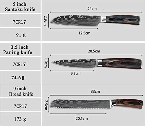 Cuchillo de cocina de 8" pulgadas Modelo japonés cuchillos de cocina láser Damasco Chef Santoku cuchillo afilado Cleaver rebanar Cuchillos Herramienta Herramientas de cocina