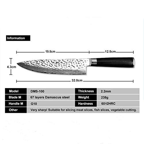 Cuchillo de cocina de alta calidad 8" cuchillo de cocina japonesa Damasco VG10 acero cuchillo de cocina agudo hecho a mano Santoku Cleaver manija del G10 de los cuchillos Herramientas de cocina