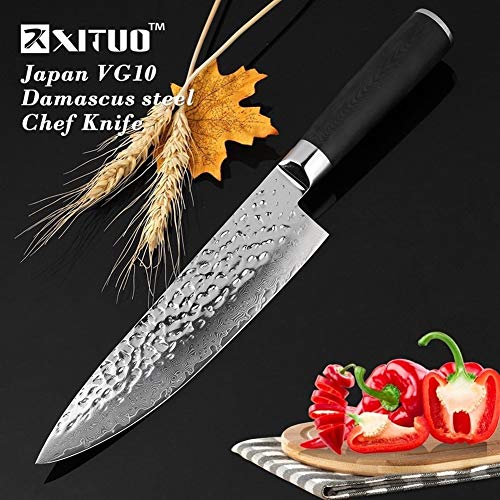 Cuchillo de cocina de alta calidad 8" cuchillo de cocina japonesa Damasco VG10 acero cuchillo de cocina agudo hecho a mano Santoku Cleaver manija del G10 de los cuchillos Herramientas de cocina