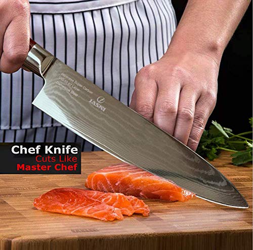 Cuchillo de cocina profesional de 8 pulgadas – 67 capas VG-10 cuchillo de acero Damasco, cuchillo de cocina ultra afilado con mango de madera ergonómico, vaina y caja de regalo de belleza