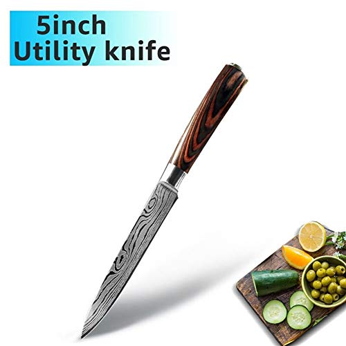 Cuchillo de cocina Set de cuchillos del cocinero 9 7Cr17 440C alto contenido de carbono del acero inoxidable de Damasco Dibujo Gyuto Cleaver Set máquina de cortar Santoku Herramientas de cocina