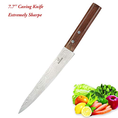 Cuchillo para cortar en rodajas - Cuchillo de sushi antiadherente de 7,7 pulgadas, cuchillo de cocina de acero inoxidable de alto carbono con mango ergonómico