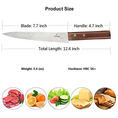 Cuchillo para cortar en rodajas - Cuchillo de sushi antiadherente de 7,7 pulgadas, cuchillo de cocina de acero inoxidable de alto carbono con mango ergonómico