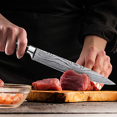 Cuchillos jamón de 8 pulgadas - Cuchillo perfecto para cortar sushi y sashimi, filetear y rebanar el pescado - Cuchilla de acero inoxidable muy afilada con alto contenido de carbono y cuchilla
