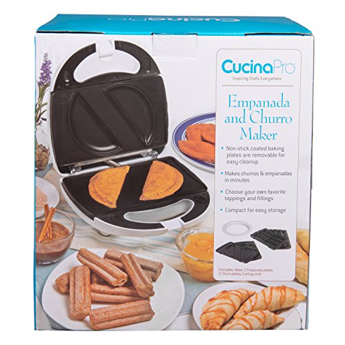 CucinaPro Empanada y Churro Fabricante máquina Cocina w 4 Removibles Placas más fáciles Que la Empanada Prensa o Prensa de Churro Incluye Taza Masa para medición del círculo de Masa Simple