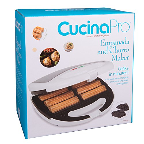 CucinaPro Empanada y Churro Fabricante máquina Cocina w 4 Removibles Placas más fáciles Que la Empanada Prensa o Prensa de Churro Incluye Taza Masa para medición del círculo de Masa Simple