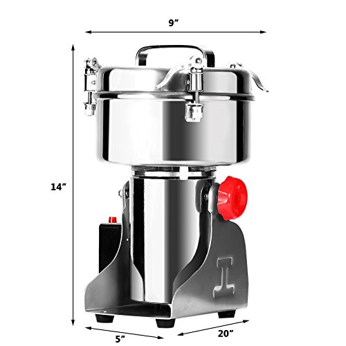 Cueffer Molino de Grano Máquina Eléctrica de Molino Molino de Grano Acero Inoxidable Máquina Oscilante de Moler para Pulverizar Hierba de Grado Alimenticio Maquina de Molino (1000g)