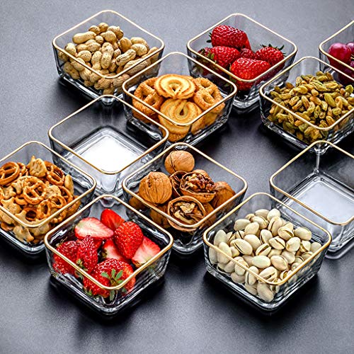 CuencoPlatos para Aperitivos y Salsa Compota de frutas Merienda Placa placa de cristal del hogar Postres Fruta Seca Postre Confitería Snacks Snacks cuadrícula Disco con bandeja Mini Tazones de Postre