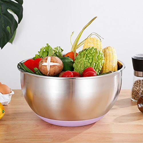 Cuencos Cocina Cuenco Mezcladores de Bol Acero Inoxidable con Base de Silicona Antideslizante Grande Bol Ensalada, 28cm