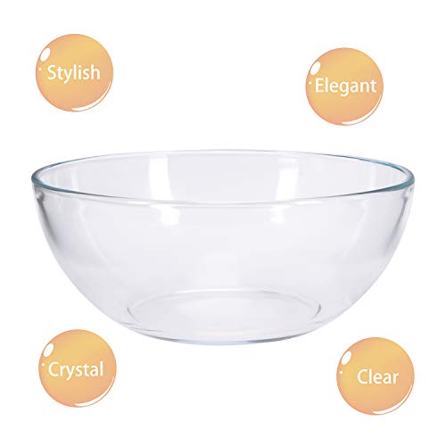 Cuencos de Cocina de Vidrio, Fuente de Ensalada Prémium, Juego de 2 Recipientes de Vidrio Templado para Mezclar Cereales, 20 cm de Diámetro