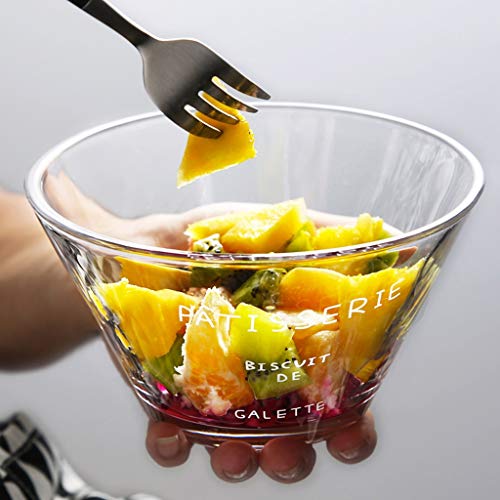 Cuencos y platos para aperitivos y salsas Resistente al calor de cristal transparente Mixing Bowls hogar de ensalada de fruta Postre Tazón Tazón espesado de cristal templado del recipiente de mezcla p