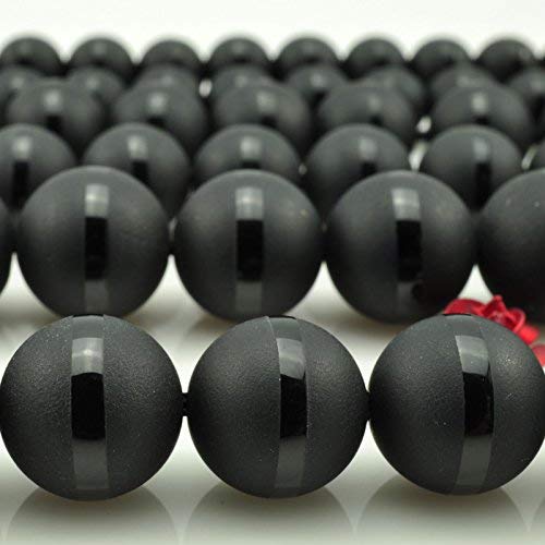 Cuentas de piedra natural de 6 mm, 8 mm, 10 mm, 12 mm, 14 mm, 16 mm, redondas, color negro mate, línea negra de ágata para hacer joyas, collar y pulsera (8 mm)