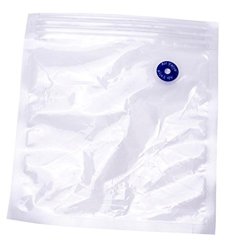 Culinario 10 Pack bolsa Dr. Save con válvula con doble cierre Barra, para envasar al vacío, 22 x 20 cm, reutilizable, hermética, transparente