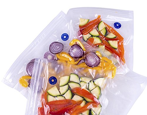 Culinario - Pack de 10 bolsas de plástico con válvula con doble cierre para envasadora al vacío, 27 x 35 cm, reutilizables, herméticas, transparentes