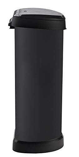 Curver One Touch 176455- Recipiente de plástic, 40 L, color negro con efecto metálico