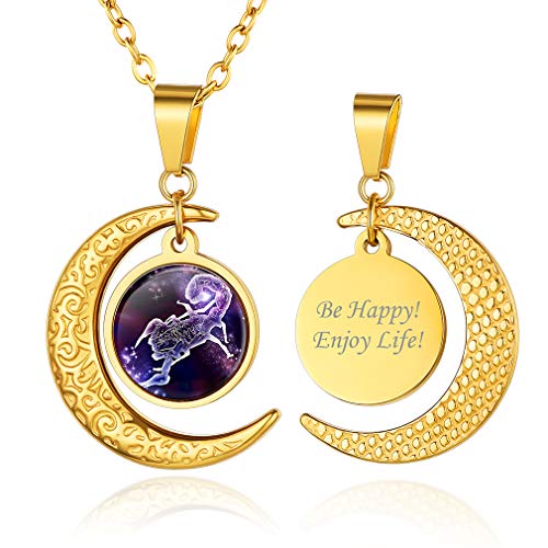 Custom Colgante Horóscopo Sol Luna Collares Modernos de Escorpio Acero Inoxidable 316L Regalo de Cumpleaños para Madres Joyería Personalizada