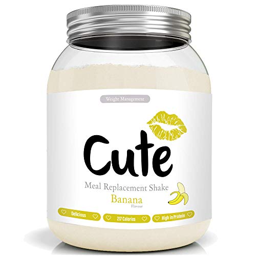 Cute Nutrition Batido Sustitutivo de Comida Sabor Platano para el Control de la Pérdida de Peso en Polvo Bebida Dietética para Mujer Bote de 500 g