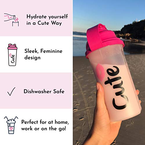 Cute Nutrition Shaker coctelera negra para mujer 700ml Duradero de alta calidad Apto para lavavajillas y sin BPA