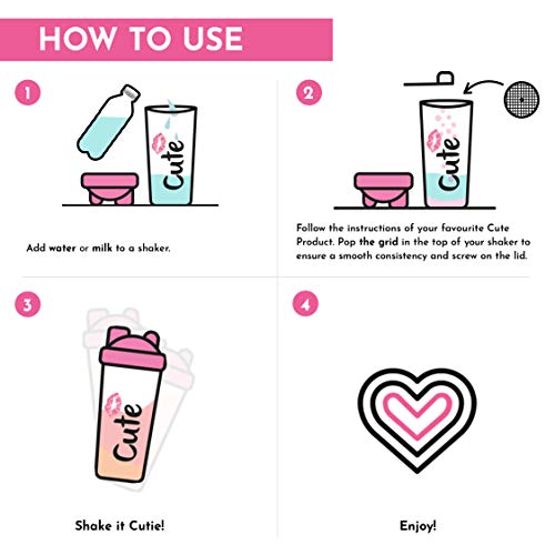 Cute Nutrition Shaker coctelera rosa para mujer 700ml Duradero de alta calidad Apto para lavavajillas y sin BPA