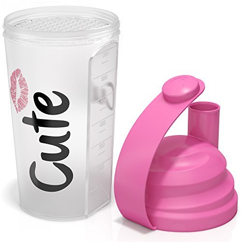 Cute Nutrition Shaker coctelera rosa para mujer 700ml Duradero de alta calidad Apto para lavavajillas y sin BPA