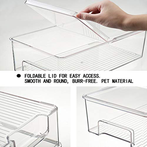 CWDM Contenedor De Almacenamiento De Refrigerador De Gran Capacidad, Contenedor De Alimentos De Plástico Material De Pet, Diseño De Cubierta Plegable, Alta Definición Transparente, Redondo Y Liso