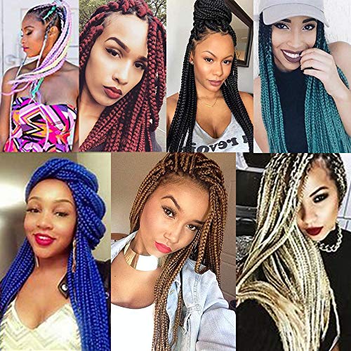 Cybelleza 3 piezas / 300 g Extensiones de cabello trenzado de 24 '' Jumbo Braids Sintético Kanekalon Crochet Hair Afro Box Trenza resistente al calor (Morado oscuro)