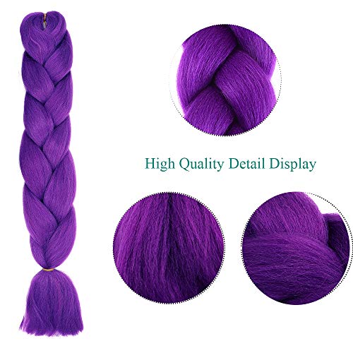 Cybelleza 3 piezas / 300 g Extensiones de cabello trenzado de 24 '' Jumbo Braids Sintético Kanekalon Crochet Hair Afro Box Trenza resistente al calor (Morado oscuro)