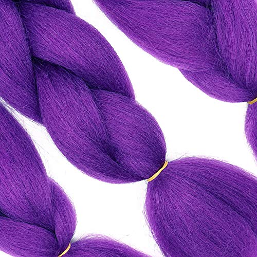 Cybelleza 3 piezas / 300 g Extensiones de cabello trenzado de 24 '' Jumbo Braids Sintético Kanekalon Crochet Hair Afro Box Trenza resistente al calor (Morado oscuro)