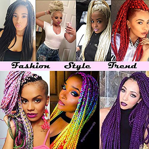 Cybelleza 3 piezas / 300 g Extensiones de cabello trenzado de 24 '' Jumbo Braids Sintético Kanekalon Crochet Hair Afro Box Trenza resistente al calor (Morado oscuro)