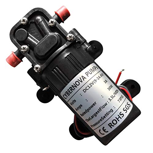 CYBERNOVA DC12V 73PSI 3.5L / m Diafragma de Alta presión autocebado Bomba con Abrazaderas de Manguera Granja/Jardín/Agricultura/Limpieza de vehículos (5206)