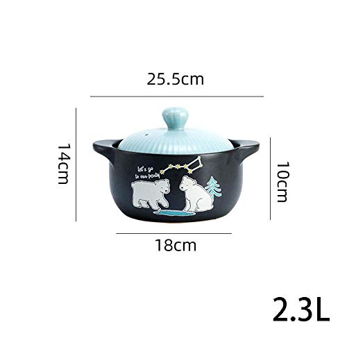 CYQ Olla de cerámica para cocinar Ollas de cerámica para cocinar - Loza de Barro de cerámica Resistente al Calor Cazuela Grande para el hogar Olla para estofado y Sopa Olla de cerámica-2.3L