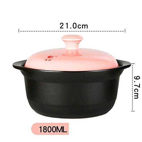 CYQ Utensilios de Cocina Plato de cazuela de Terracota - Olla de Barro de cerámica Cazuela de Piedra de Color para el hogar Olla de Sopa de Avena Olla de estofado de 1.8L