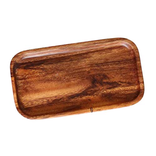 D DOLITY Plato de Madera Natural Madera Sirve Comida Panadería Bandeja Hogar Cocina Café Té Servicio - S, Rectangular 1