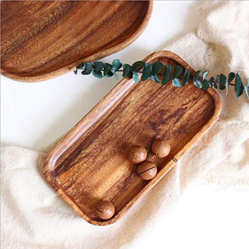 D DOLITY Plato de Madera Natural Madera Sirve Comida Panadería Bandeja Hogar Cocina Café Té Servicio - S, Rectangular 1