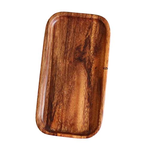 D DOLITY Plato de Madera Natural Madera Sirve Comida Panadería Bandeja Hogar Cocina Café Té Servicio - S, Rectangular 1