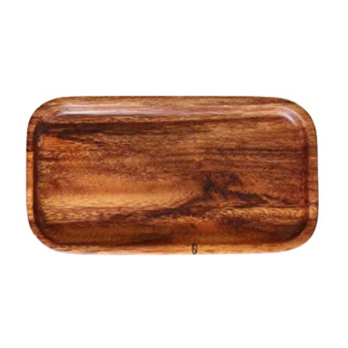 D DOLITY Plato de Madera Natural Madera Sirve Comida Panadería Bandeja Hogar Cocina Café Té Servicio - S, Rectangular 1