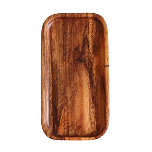 D DOLITY Plato de Madera Natural Madera Sirve Comida Panadería Bandeja Hogar Cocina Café Té Servicio - S, Rectangular 1