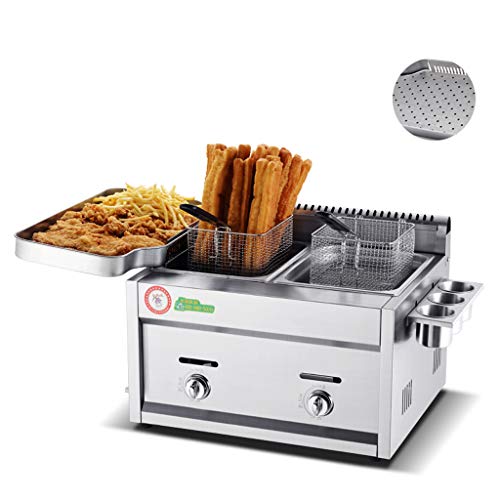 D@ Gas Freidora Industrial Acero Inoxidable para Patatas Fritas Deep Fryer Commercial Canasta/Tapa A Prueba De Salpicaduras