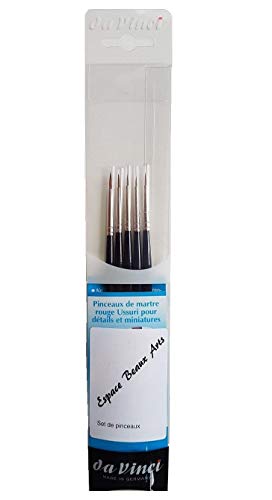 da Vinci Red sable brush set 5 Brushes 3/0,2/0,0,1,2.