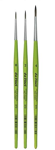 Da Vinci Serie 373 pinceles redondos para acuarelas, fibra sintética, verde, set 3pcs ,0, 2, 4, pasatiempo