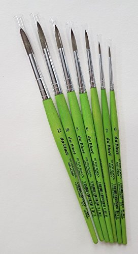 Da Vinci Serie 373 Pinceles Redondos para Acuarelas, Fibra sintética, Verde, Set di 7 pennelli 0,2,4,6,8,10,12