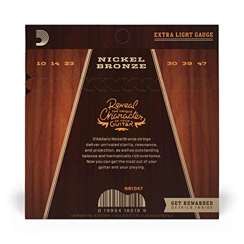 D'Addario NB1047 - Juego de cuerdas acústicas, Extra Light 10-47