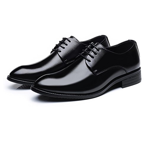 DADIJIER Zapatos de Hombre de Negocios Formales Zapatos de Cuero de PU clásicos Acanalados con Cordones Oxfords Forrados Transpirables Resistente a la abrasión (Color : Negro, tamaño : 38 EU)